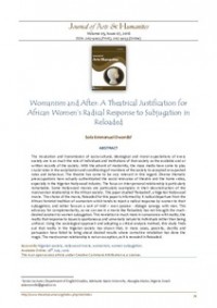 Womanism and After: A Theatrical Justification for African Women’s Radical Response to Subjugation in Reloaded
